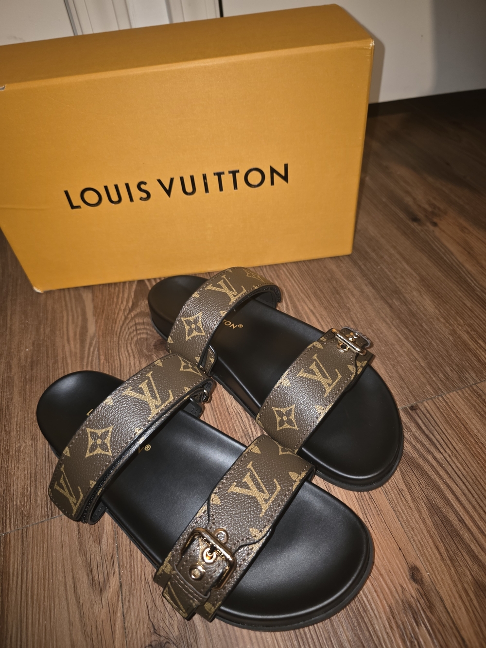 Louis Vuitton Brown Monogram Double-Strap Sandals